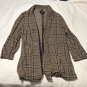 Anthropologie Black and Tan Plaid Blazer